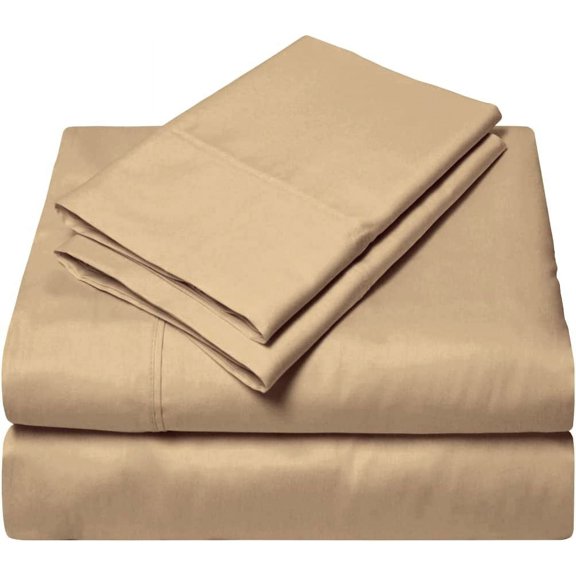 Family XL King Size 4 Piece Bed Sheet Set, 600 Thread Count, 14" Deep Pocket, Sateen Finish Sheet Set, Super Comfy, College Bed Sheet Set - Taupe Solid.