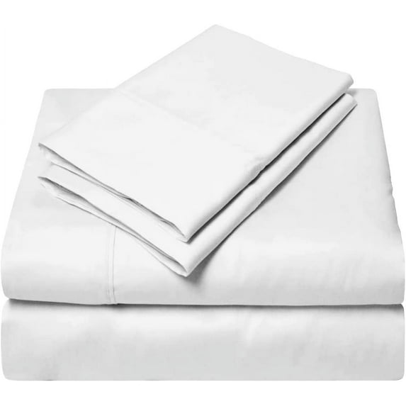 Family XL King Size Bed Sheet Set 4 Piece, 400 Thread Count, 14" Deep Pocket, 100% Egyptian Cotton, Sateen Finish, Extra Soft and Luxury - White Solid.