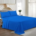 thumbnail image 1 of Family XL Size Egyptian Cotton Family King Sheet Set Premium 800 TC Super Soft Family King Bed Sheets Egyptian Blue Solid 15 Inch Deep Pocket 4PC- 1 Flat Sheet, 1 Fitted Sheet & 2 Pillowcase, 1 of 7
