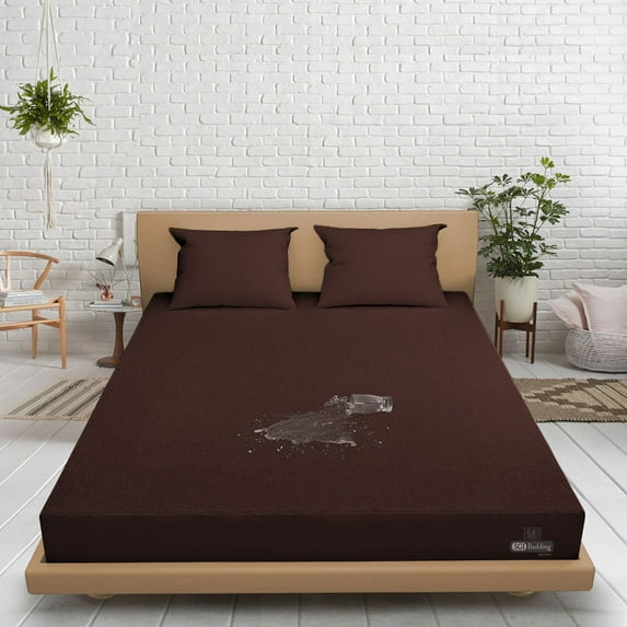 Family XL Waterproof Mattress Protector Soft & Breathable Terry Cotton Fitted Style Chocolate Fits up -18'' Deep Pocket, Skin-Friendly Machine Wash Mattress Protector