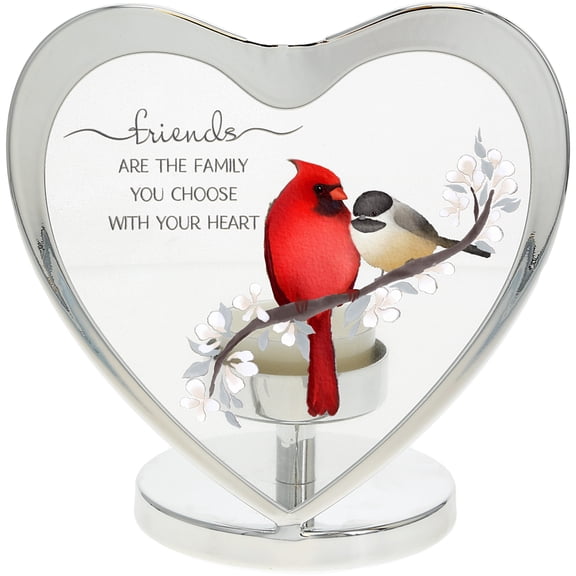 Pavilion Gift Company - Family You Choose - 5" Glass Heart Tea Light Holder