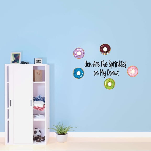 Family You are the sprinkles on my Donut Cute Quotes & Sayings Wall Decal Decoration Love Inspirational Quote Vinyl Wall Art Decal Lasts Years and Easily Removable - Size: 40 In(W) x 28 In(H)