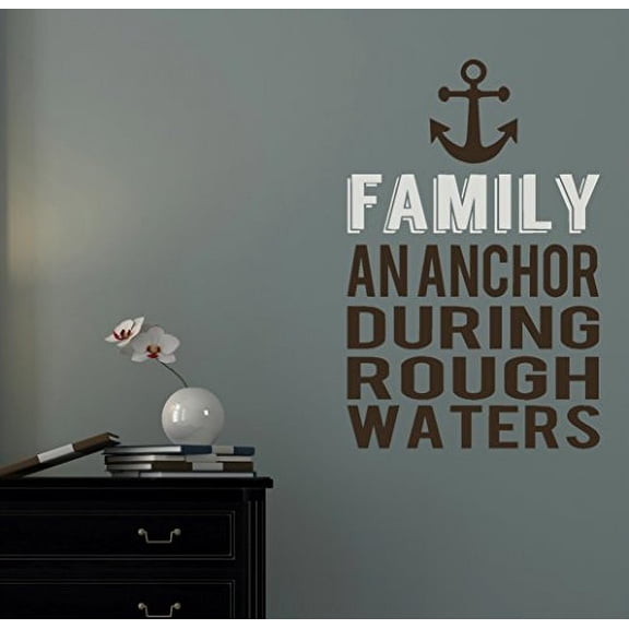 Family an Anchor During Rough Waters Wall Letters Decals Quote, 28 x 18 , Chocolate & Warm Gray