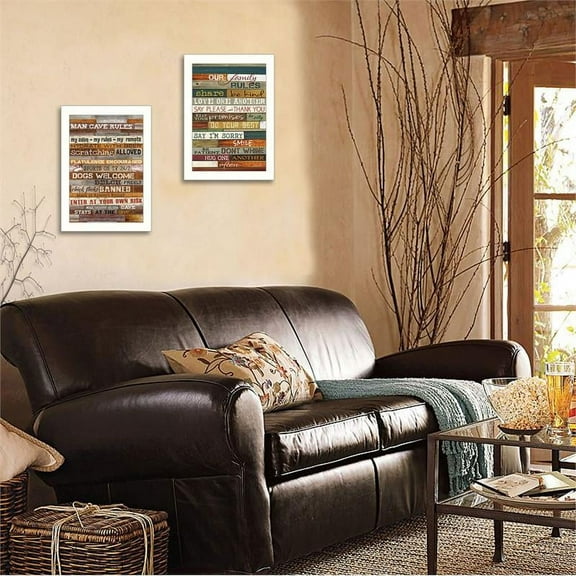 Family and Man Cave Rules Collection By Marla Rae Printed Art Wood Multi-Color