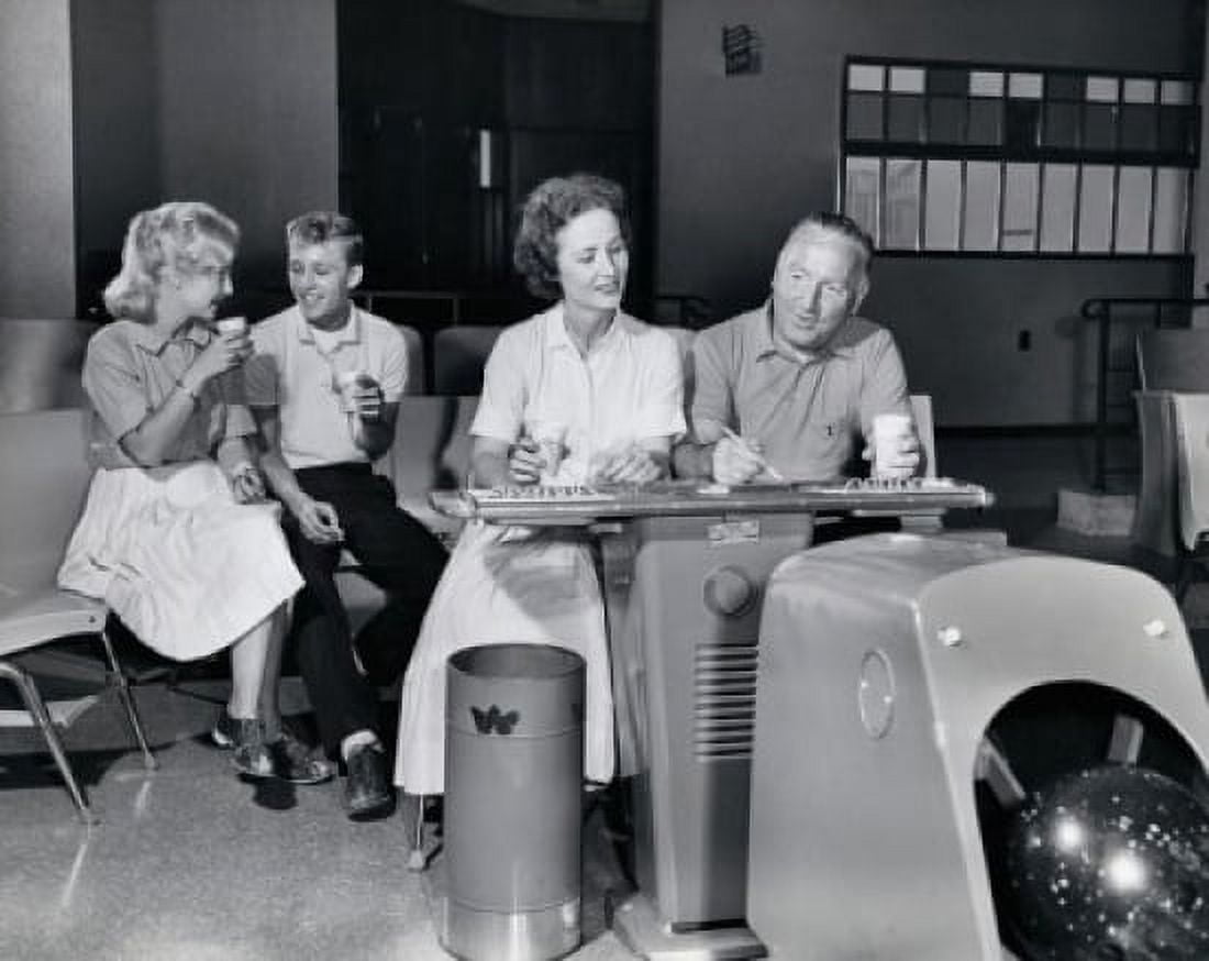Family at a bowling alley Canvas Art -  (18 x 24)