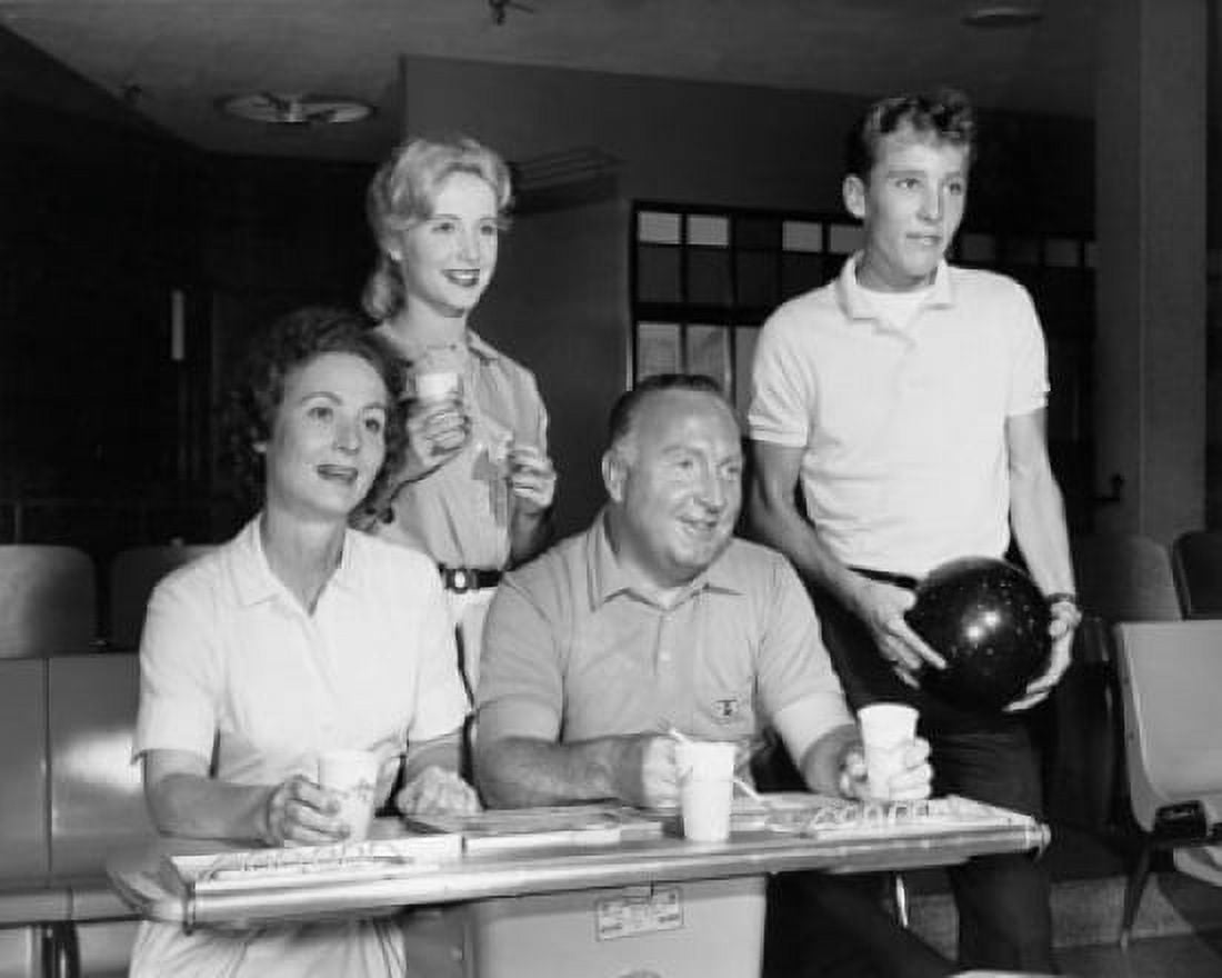 Family at a bowling alley Canvas Art - (24 x 36)
