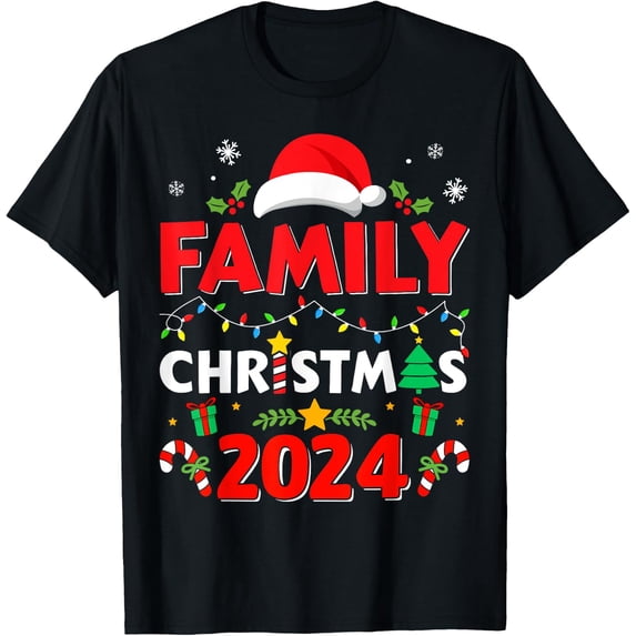 Family christmas 2024 for matching holiday pajama T-Shirt men and women can wear, black, white, gifts