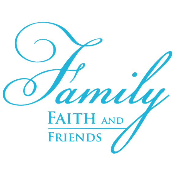 Family faith and friends Vinyl Decal Sticker Quote - Small - Ice Blue