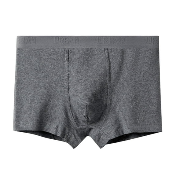 Family gifts Men’s Stretch Cotton Boxers Briefs Digital Solid Breathable Close Fitting Underpants Comfortable Boxers Gray L
