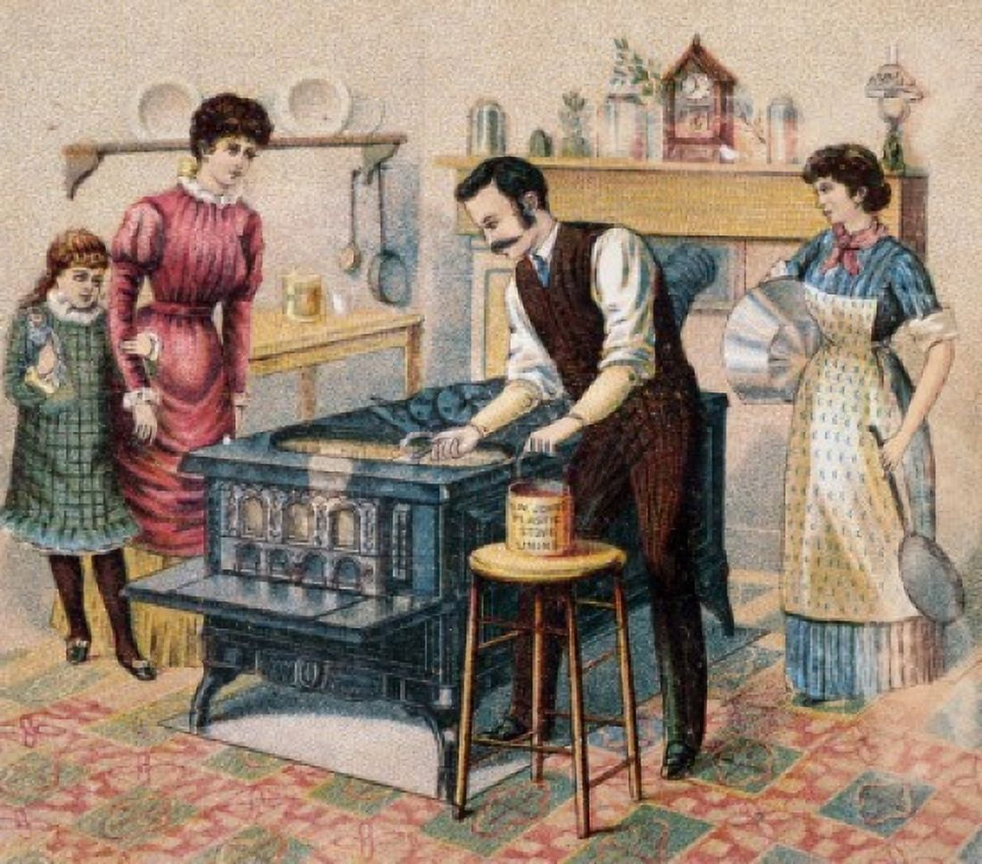 Family in Kitchen Nostalgia Cards Canvas Art - (18 x 24)