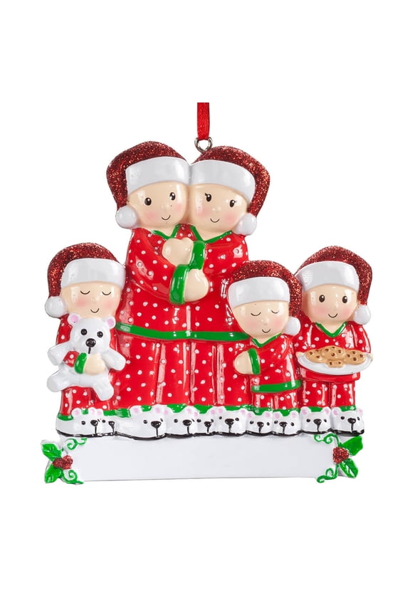 Family of 5 in Pajamas Ornament