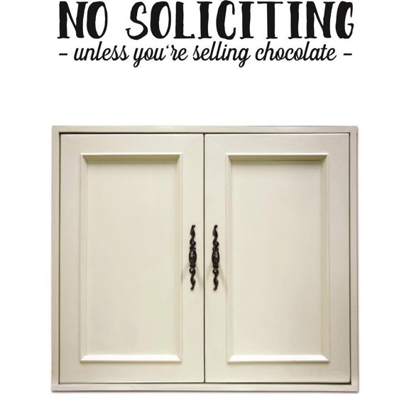 Family No soliciting Funny Sign Wall Decal Decoration No Soliciting Funny Sign Typography Lasts Years and Easily Removable - Size: 15 In(W) x 30 In(H)