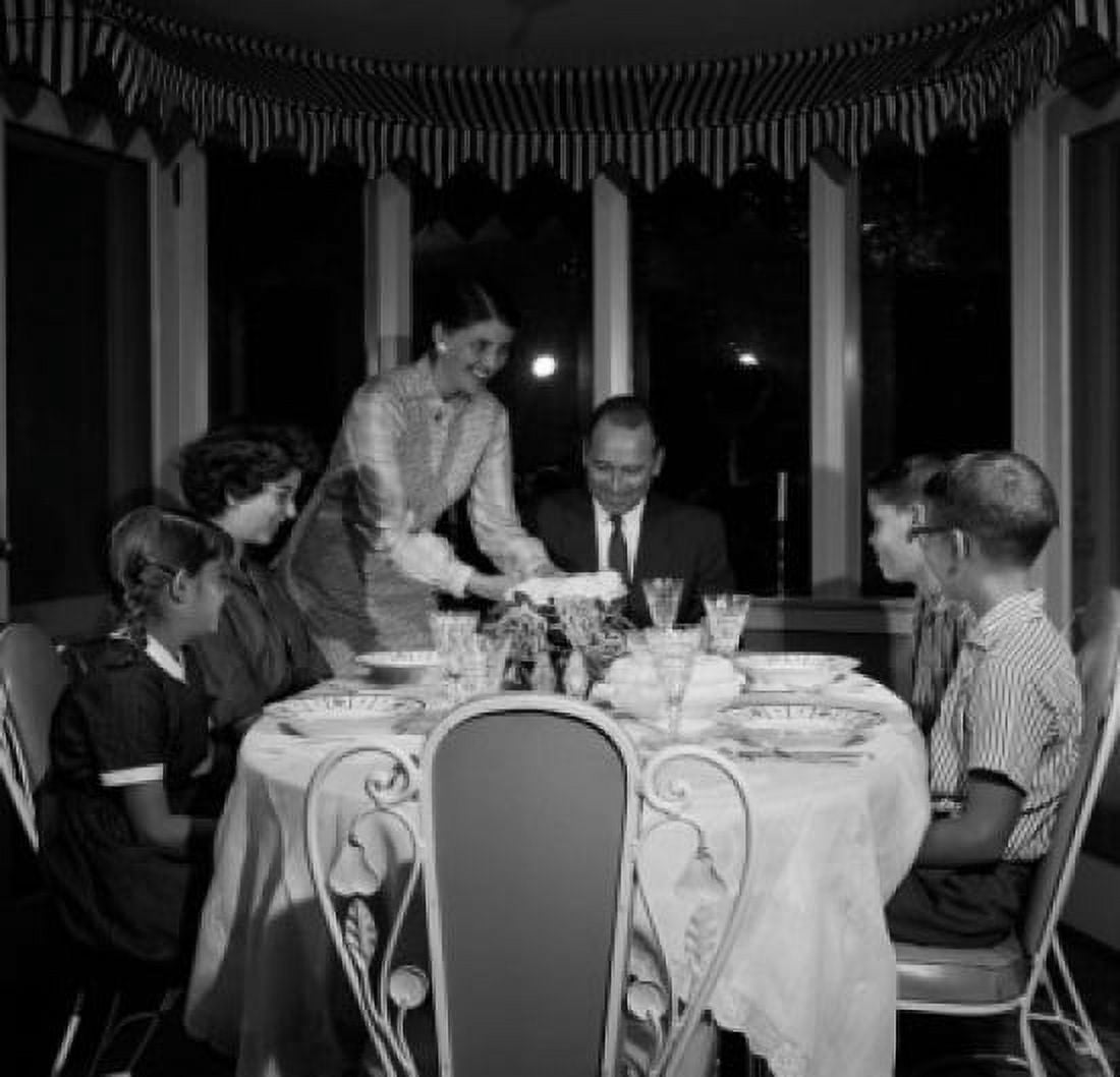 Family with children at dining room table Canvas Art - (18 x 24)