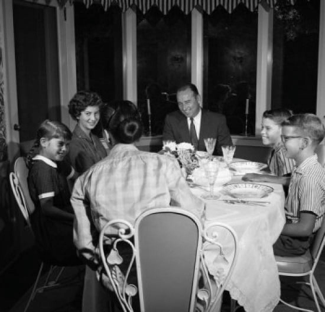 Family with children at dining room table Canvas Art - (18 x 24)