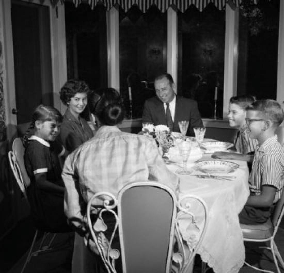 Family with children at dining room table Canvas Art - (24 x 36)
