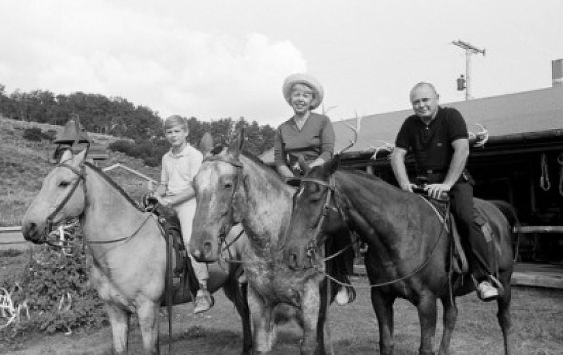Family with one boy on horses Canvas Art - (18 x 24)