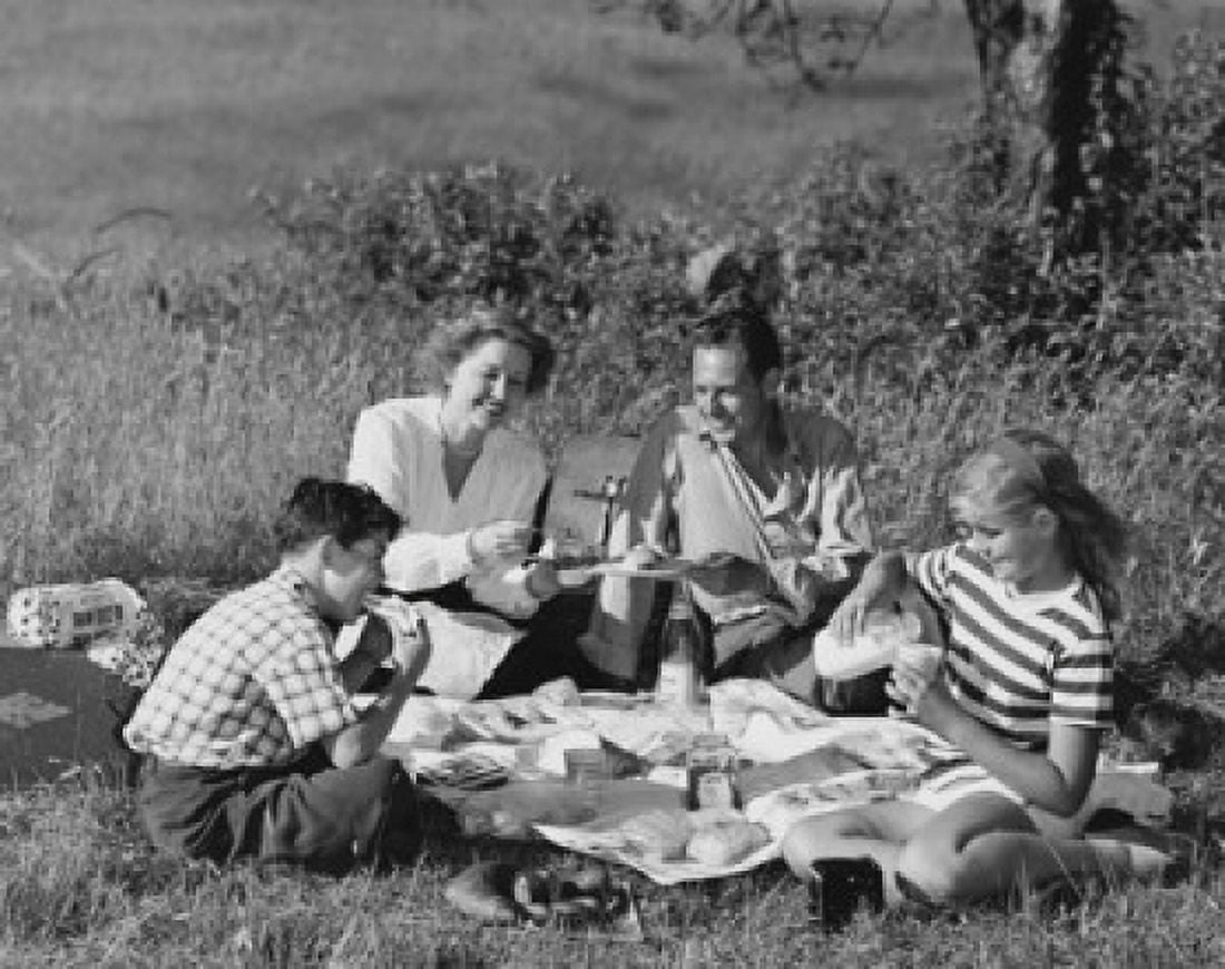 Family with two kids having picnic in park Canvas Art - (18 x 24)