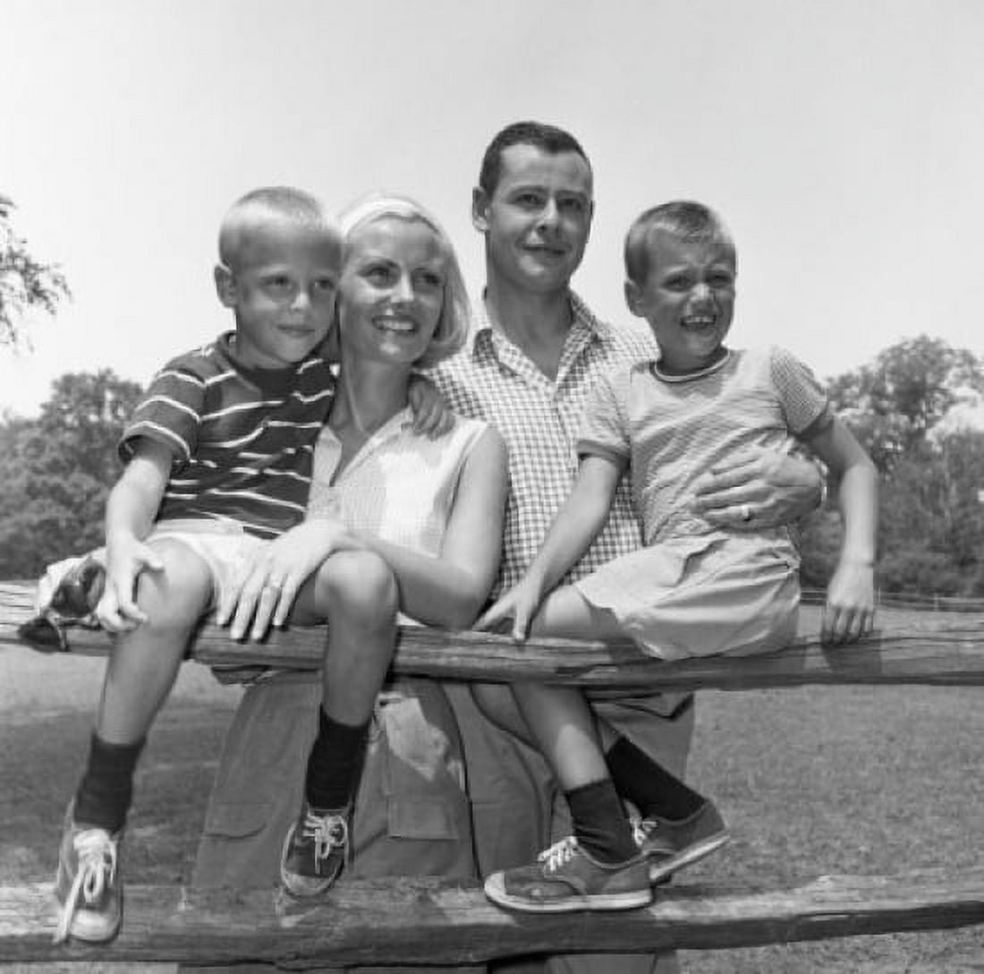 Family with two sons having barbecue Canvas Art - (18 x 24)