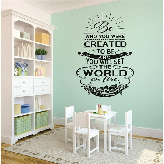 Family Be who you were created to be Cute Quotes & Sayings Wall Decal Decoration Be who you were created to be Quote by Catherine Lasts Years and Easily Removable - Size: 10 In(W) x 20 In(H)