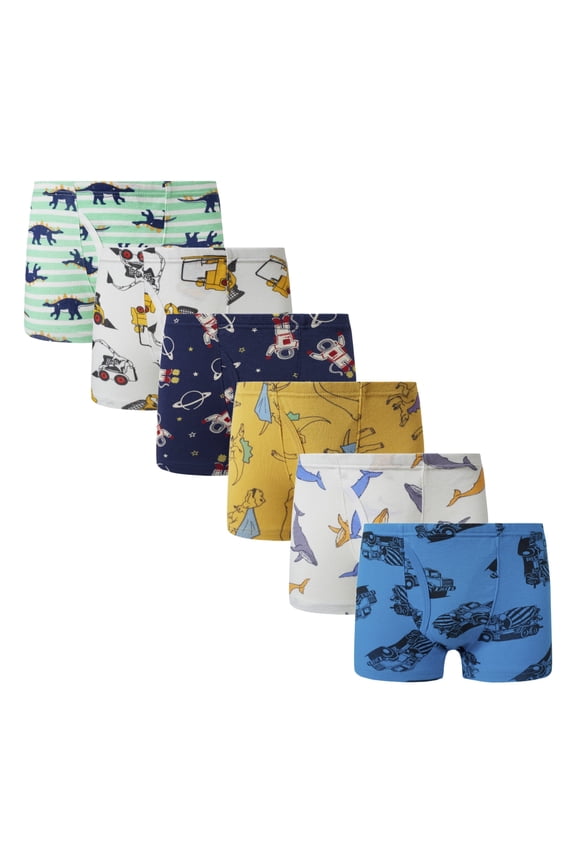Little Boys Cotton Boxer Brief Printed Underwear 6-Pack Size 5