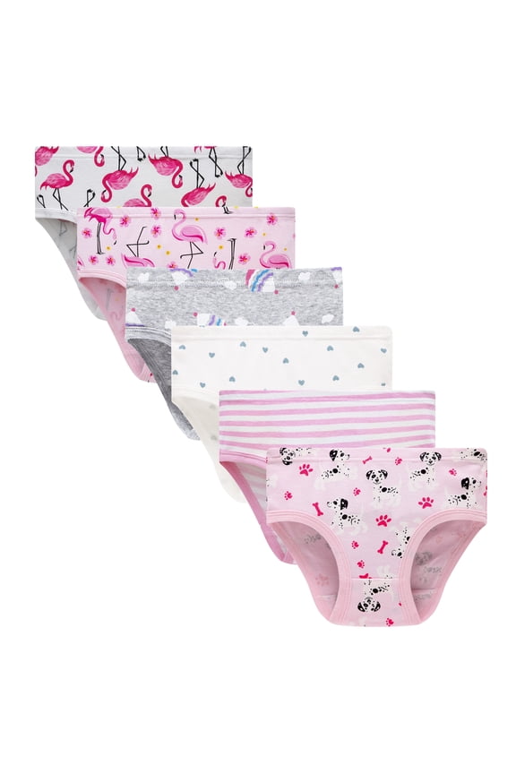 Big Girl 100% Cotton Panties Printed Underwear 6-Pack Size 10