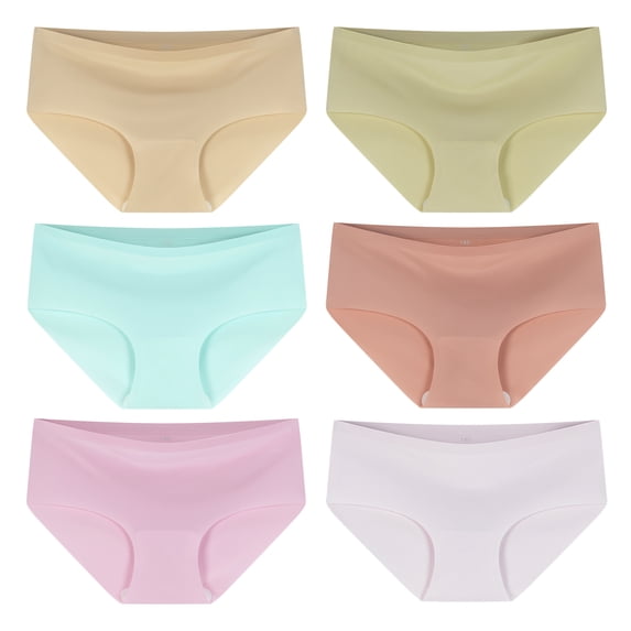 FamilyBlisst Teen Girls Seamless Tagless No Show Panties 6-Pack Multicolor 13-14Y