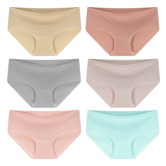 FamilyBlisst Teen Girls Seamless Tagless No Show Panties 6-Pack Multicolor 7-8Y
