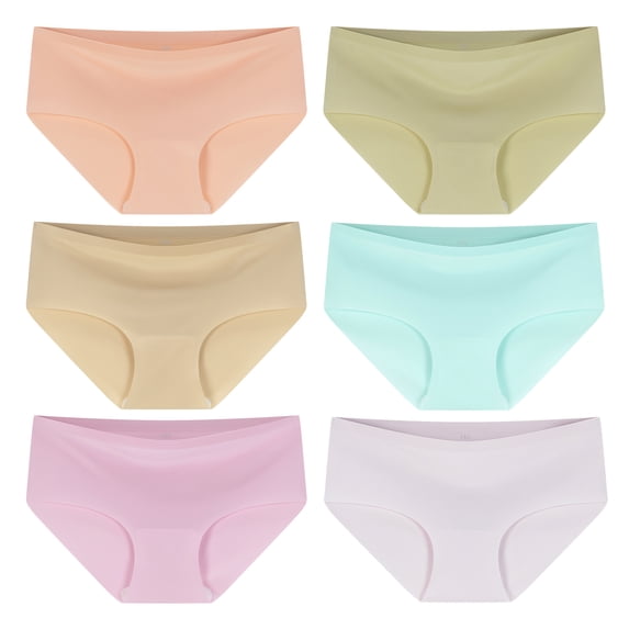 FamilyBlisst Teen Girls Seamless Tagless No Show Panties 6-Pack Multicolor 9-10Y