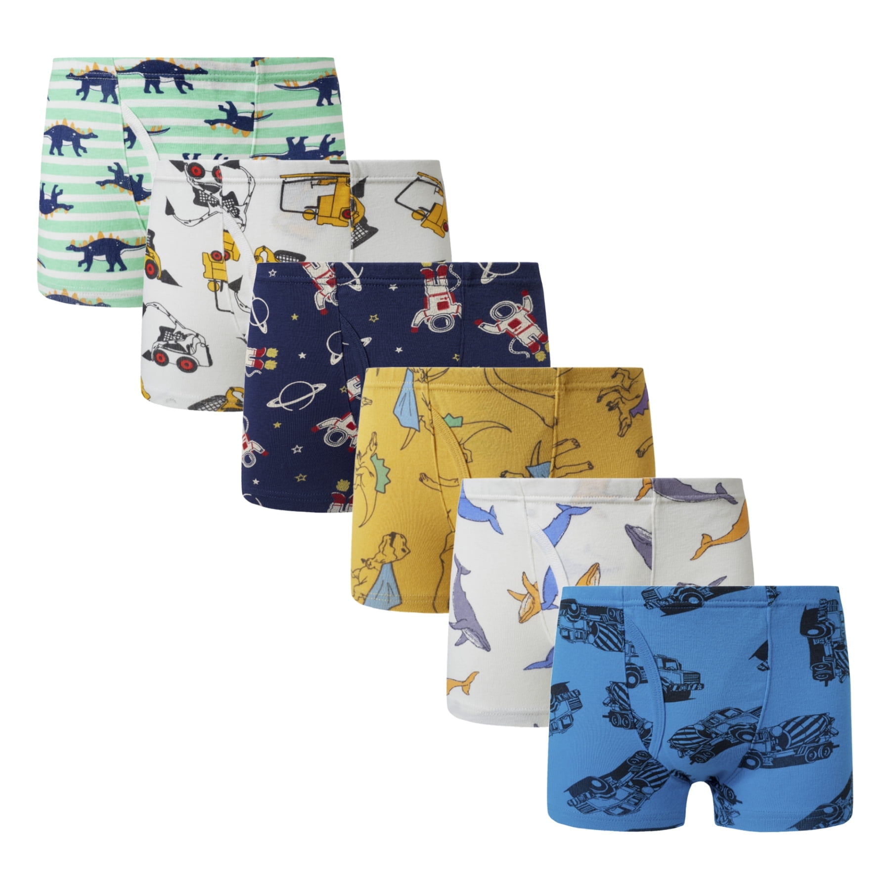 FamilyBlisst Toddler Boys Cotton Boxer Brief Printed Underwear 6-Pack ...