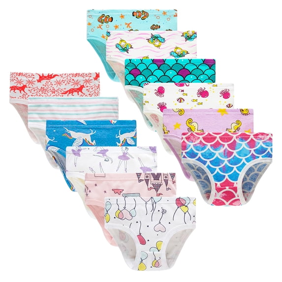 FamilyBlisst Toddler Girls 12-Pack 100% Cotton Underwear - Cute Print Panties, Size 18-24M