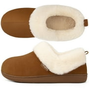 FamilyFairy Women Memory Foam Bootie Slippers, Warm Cozy Micro Suede Slipper Boots with Fuzzy Plush Lining and Collar, Winter Non Slip House Shoes for Indoor Outdoor