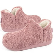 LB LONGBAY SINCE 1997 FamilyFairy Women's Memory Foam Bootie Slippers Warm Shearling Boots Slippers Soft Plush Fleece Comfy House Slippers Outdoor Indoor Rubber Sole
