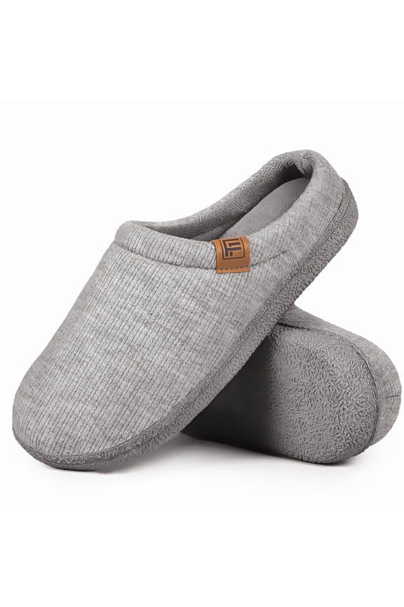 FamilyFairy Womens Slip On Memory Foam Slippers Comfy Knit Bedroom House Shoes for Indoor Outdoor