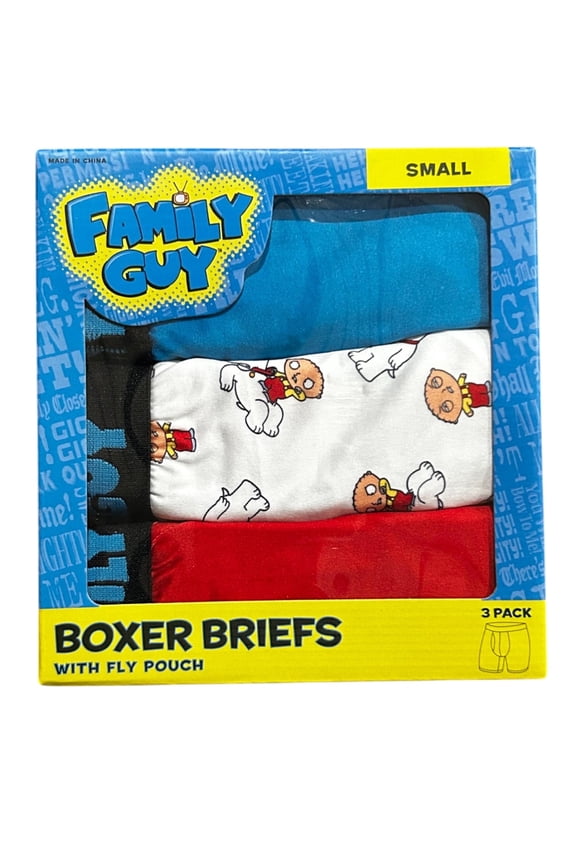 FamilyGuy Men's 3-Pack Comfort Boxer Brief, Red, Small