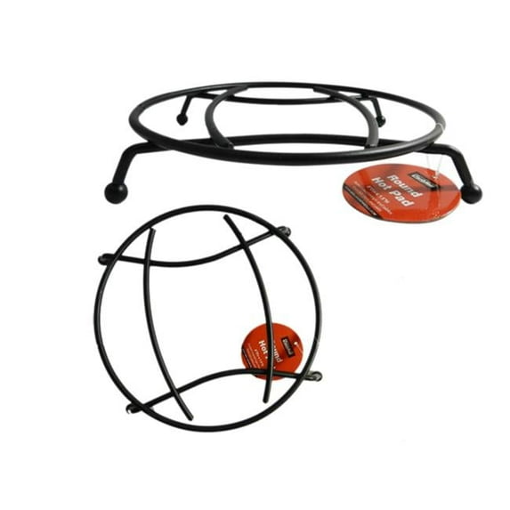 FamilyMaid 13708 8 x 1.5 in. Round Hot Pad with Metal, Black