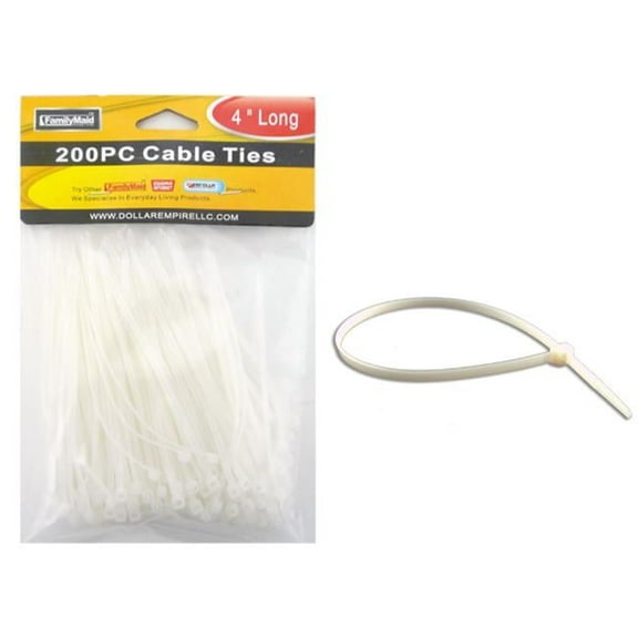 FamilyMaid 16281 4 in. White Cable Ties, 200 Piece - Pack of 96
