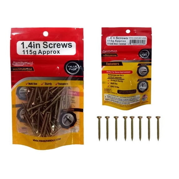 FamilyMaid 16950 1.5 in. 115 g Multipurpose Screws, Gold