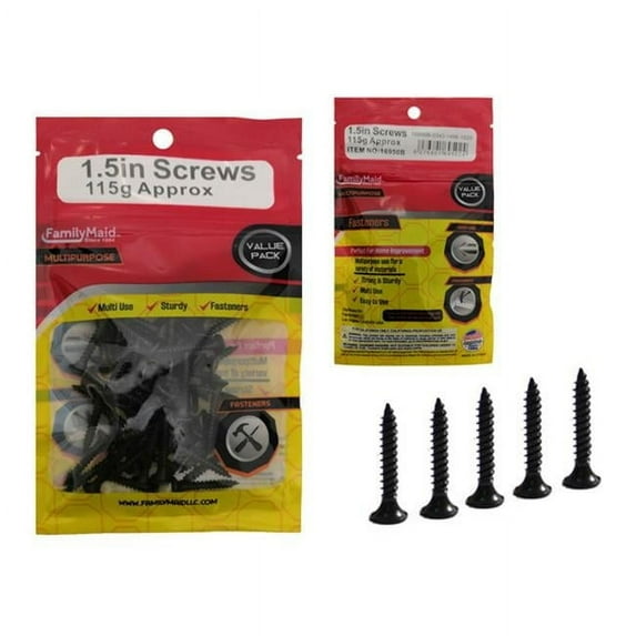 FamilyMaid 16950B 1.5 in. 115 g Drywall Screws, Black