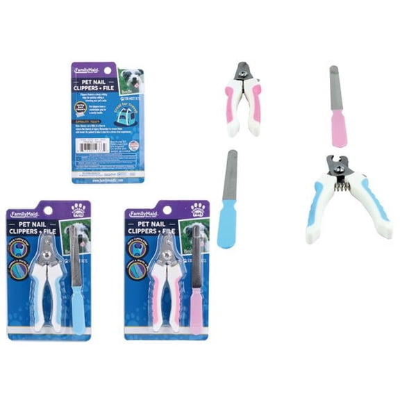 FamilyMaid 19333 4.75 in. Long & File 5.5 in. Long Pet Nail Clippers, Blue & Pink