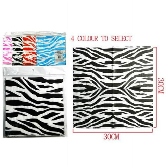 FamilyMaid 30195 20 Piece Zebra Print Napkins - Hot Pink, Red & Blue - Pack of 144