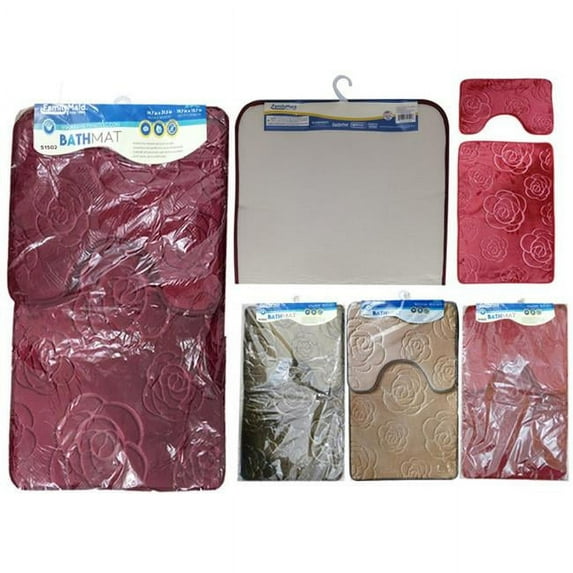 FamilyMaid 51502 19.7 x 31.5 in. & 19.7 x 1 in. Bathroom Mats, Rose 3 Assorted Color - 2 Piece