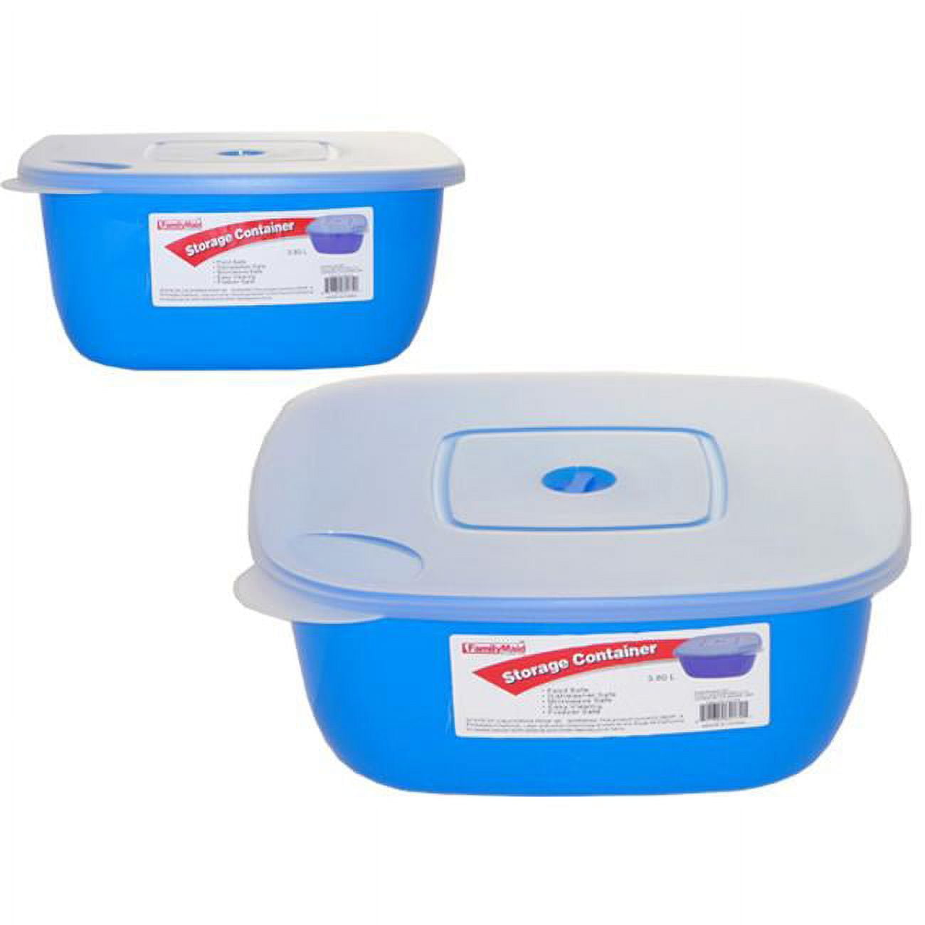 FamilyMaid 62174 Square Storage Container with Clear Lid, 25 x 25 x 12 cm - Pack of 48