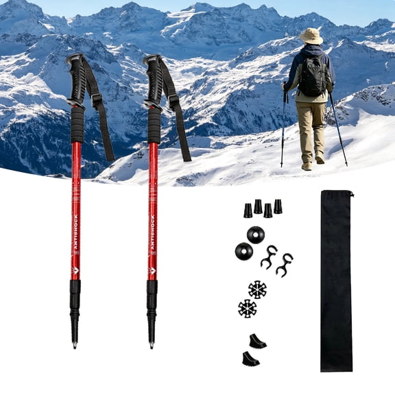 FamilyQL Outdoor Mountaineering Cane, Comfortable Handle, Cane Suitable for Hiking -2-piece Set