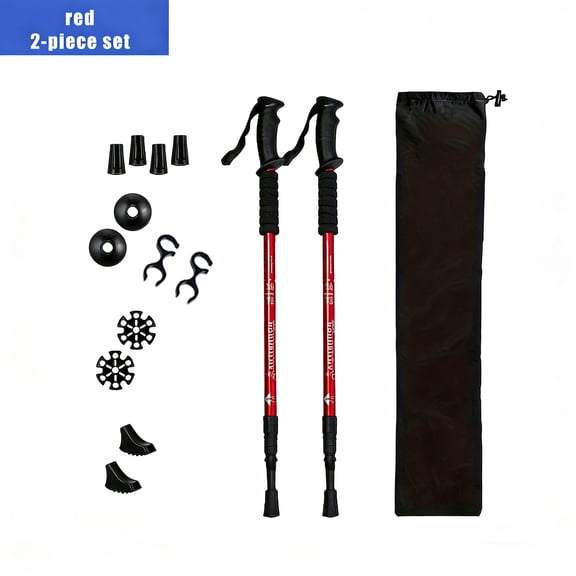 FamilyQL Outdoor Mountaineering Cane, Comfortable Handle, Cane Suitable for Hiking -2-piece Set