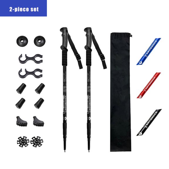 FamilyQL Outdoor Mountaineering Cane, Comfortable Handle, Cane Suitable for Hiking -2-piece Set