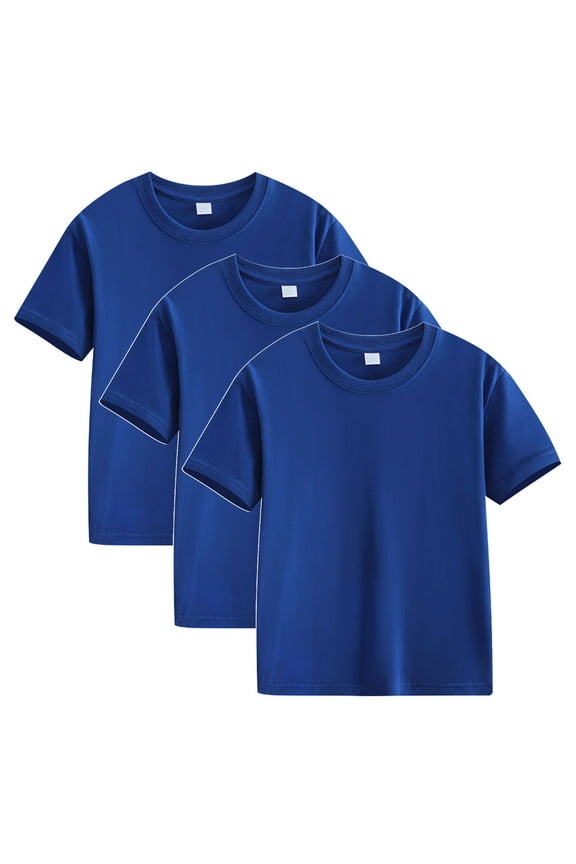 3 Pack - Short Sleeve Tees for Kids T-Shirts 100% Cotton Tagless Kids Fashion Summer Tops
