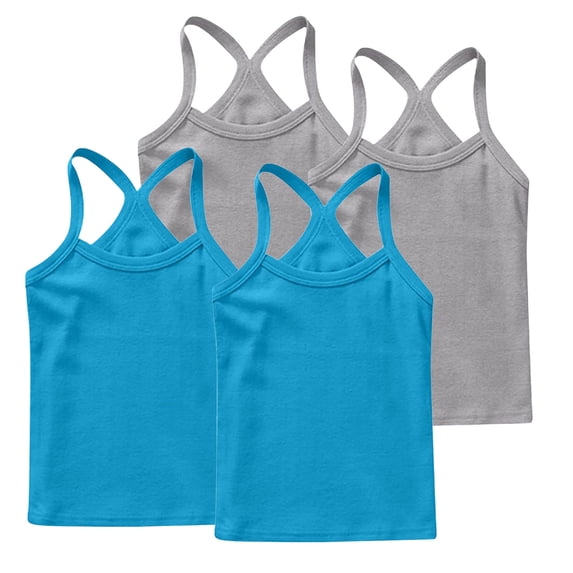 FamilyThread 4 Pack Girls Tank Tops Solid Sleeveless Undershirts Scoop Neck Undershirts Soft Tops For 1-13Y