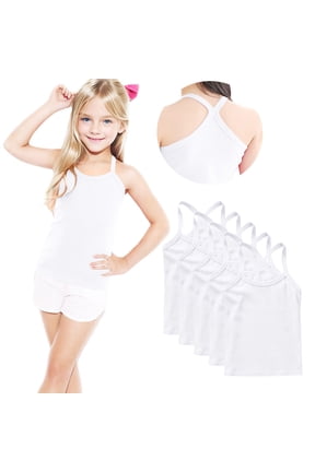 5 Pack Girls Tank Tops Solid Sleeveless Undershirts Scoop Neck Undershirts Soft Tops For 1-13Y