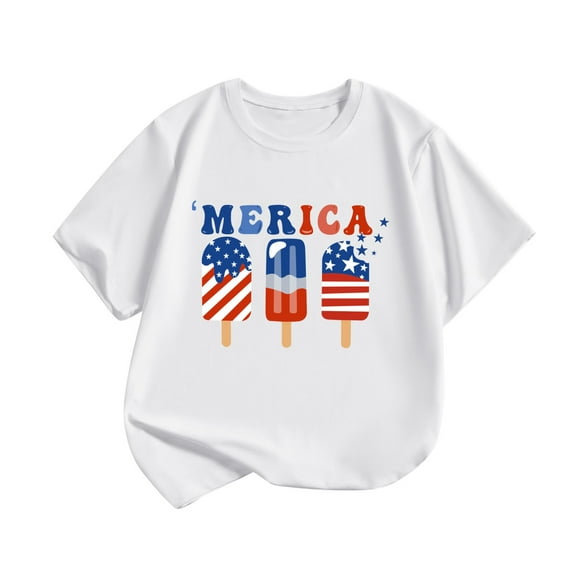 FamilyThread American Flag Shirt for Kids Boys Girls th of July Outfit Independence Day T-Shirt Toddler Patriotic Tee Top