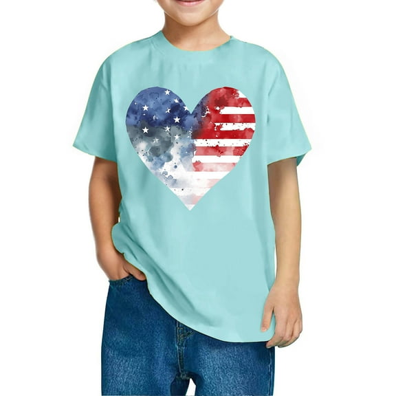FamilyThread American Flag Shirt for Kids Boys Girls th of July Outfit Independence Day T-Shirt Toddler Patriotic Tee Top